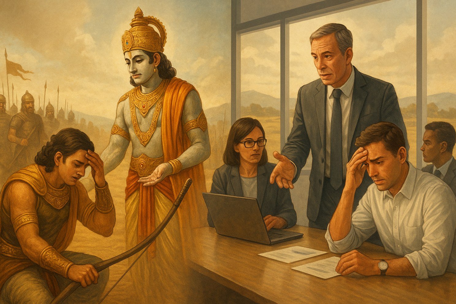 Illustration of Kurukshetra as a symbol of transition