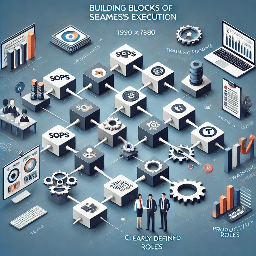 Illustration of the building blocks of seamless process execution